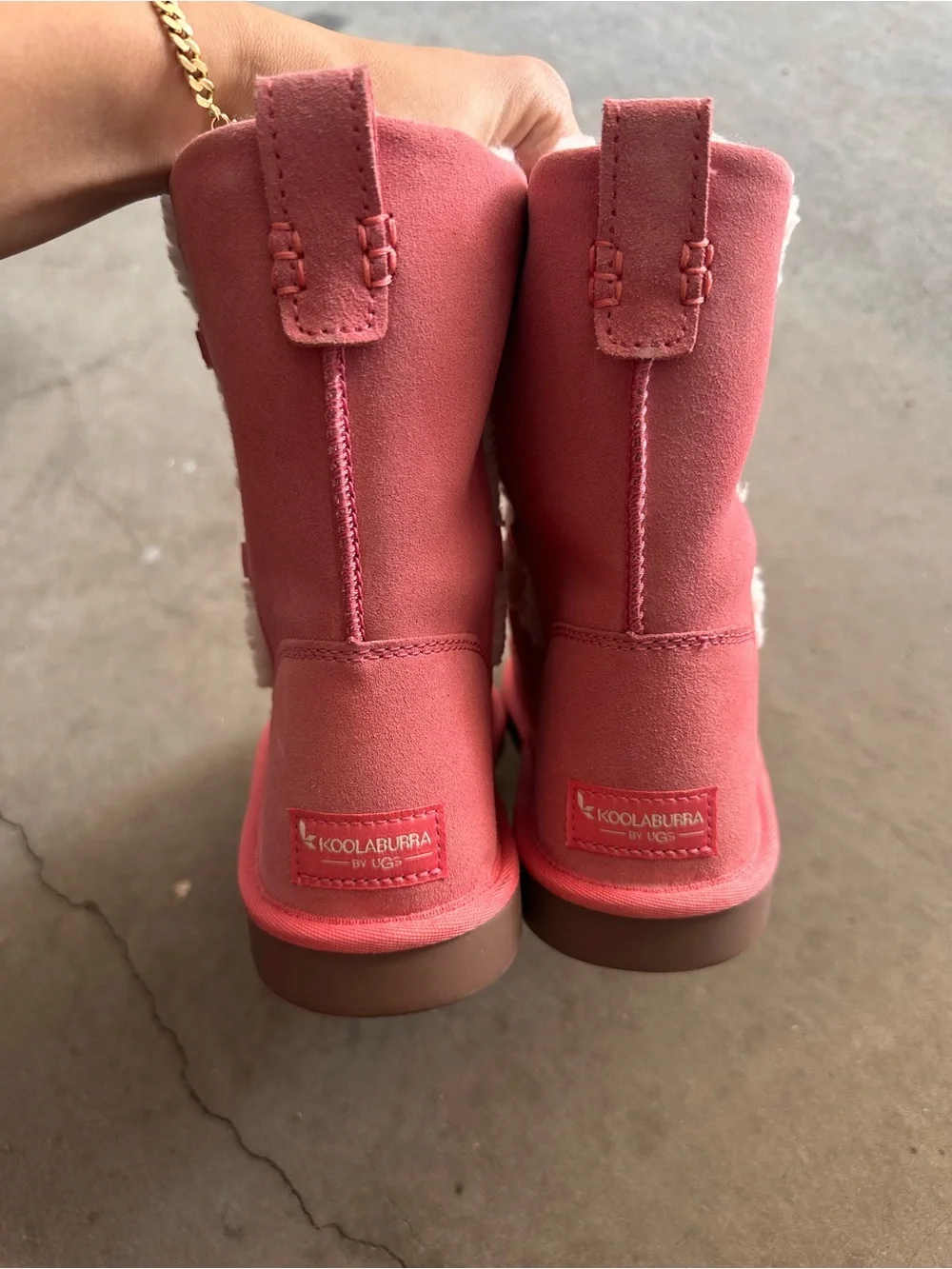Sz 5 Koolaburra Pink Sherpa-Lined Lace-Up Winter Boots
